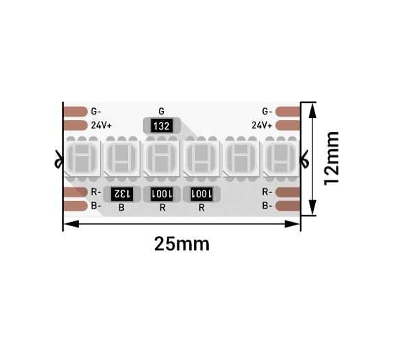 Светодиодная лента DesignLed DSG 3838 RGB 240L-V24-IP33, RGB, 1200 LED, 16,4W/m, 5000*12*2 mm DSG8A240-24-RGB-33