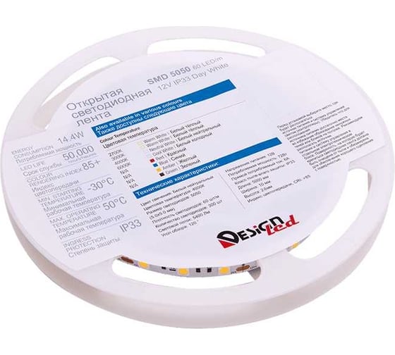 Светодиодная лента DesignLed DSG 5050 DW 60L-V12-IP33, 4000 K, 300 LED, 14.4W/m, LUX DSG560-12-NW-33