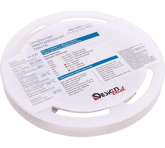 Светодиодная лента DesignLed DSG 5050 DW 60L-V24-IP33, 4000 K, 300 LED, 14.4W/m, LUX DSG560-24-NW-33