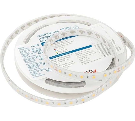 Светодиодная лента DesignLed DSG 5050 NW 60L-V24-IP65, 4000 K, 300 LED, 14.4W/m, LUX DSG560-24-NW-65