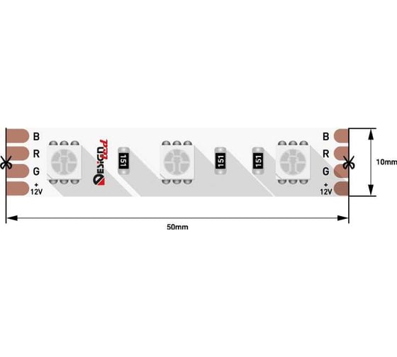 Светодиодная лента DesignLed DSG 5050 RGB 60L-V12-IP33, RGB, 300 LED, 14.4W/m, LUX DSG560-12-RGB-33