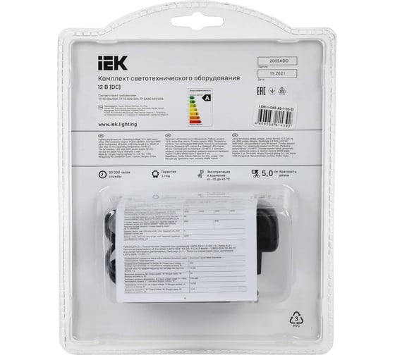 Комплект светодиодной подсветки "сделай сам" IEK (лента led 5м lsr-2835ww60-4,8-ip65-12в + драйвер + выключатель) LSR1-1-060-65-1-05-S1