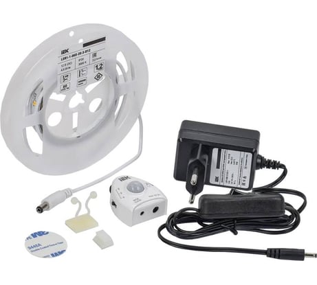 Комплект светодиодной подсветки "сделай сам" IEK (лента led 1,2м lsr-2835ww60-4,8-ip20-12в + драйвер + датчик движения) LSR1-1-060-20-1-D12-S3