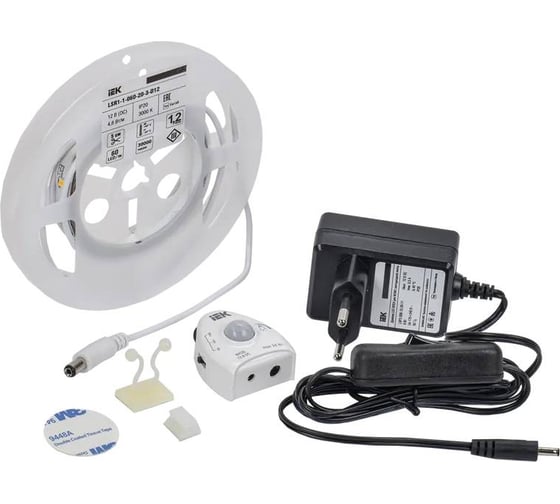 Комплект светодиодной подсветки "сделай сам" IEK (лента led 1,2м lsr-2835ww60-4,8-ip20-12в + драйвер + датчик движения) LSR1-1-060-20-1-D12-S3 1