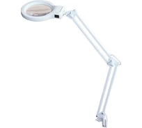 Настольный светодиодный светильник Трансвит Леда С20 белый, 8W, с увеличительной линзой 2D/9D, на струбцине 4650663405184