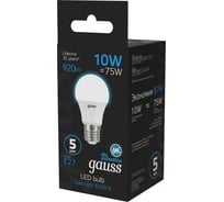 Лампа GAUSS A60 12W 1200lm 6500K E27 LED 1/10/50 102502310 102502312