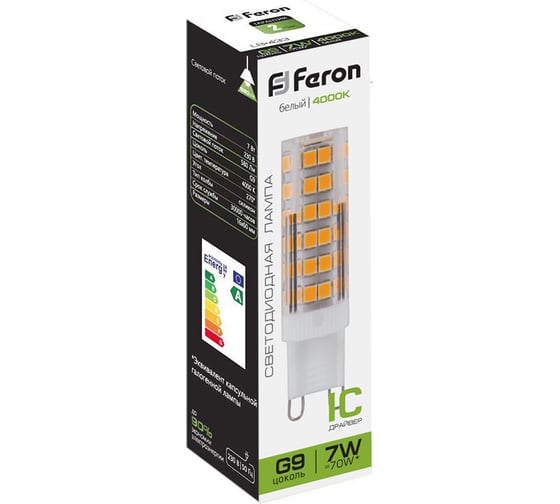 Светодиодная лампа FERON LB-433 7W 230V G9 4000K 25767