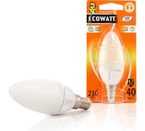 Светодиодная лампа ECOWATT B35 230В 4.7W 2700K E14 теплый белый свет, свеча 4606400613329