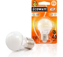 Светодиодная лампа ECOWATT P45 230В 4.7W 2700K E27 теплый белый свет, шарик 4606400613343