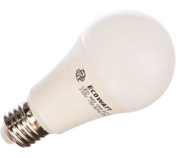 Светодиодная лампа ECOWATT A60 230В 13W 2700K E27 теплый белый свет груша 4606400616351