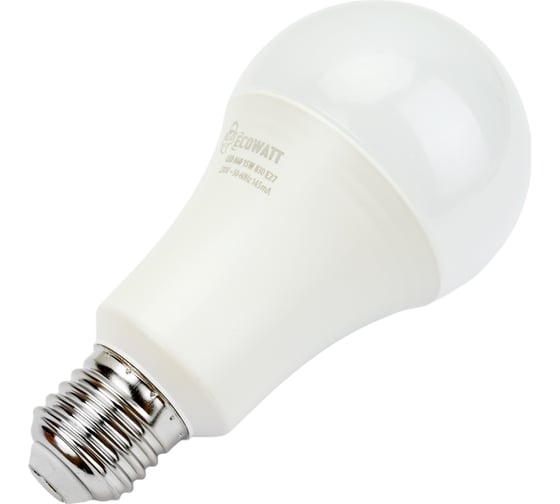 Светодиодная лампа ECOWATT A60 230В 15W 3000K E27 теплый белый свет груша 4606400206118