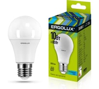 Светодиодная лампа ЛОН Ergolux LED-A60-10W-E27-4K 10Вт E27 4500K 172-265В 12149