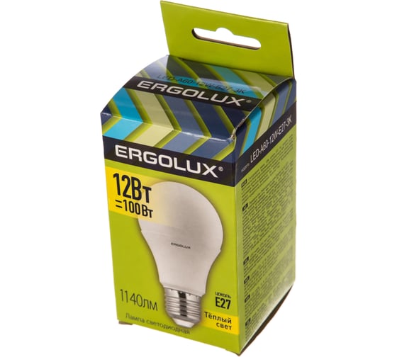 Светодиодная лампа ЛОН Ergolux LED-A60-12W-E27-3K 12Вт E27 3000K 172-265В 12150