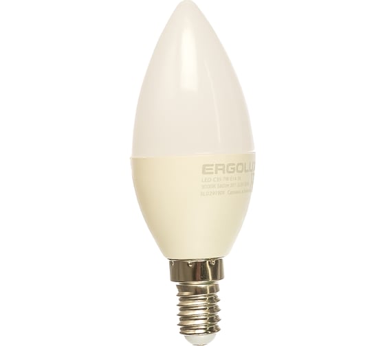 Светодиодная лампа Свеча Ergolux LED-C35-7W-E14-3K 7Вт E14 3000K 172-265В 12134