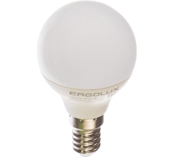 Светодиодная лампа Шар Ergolux LED-G45-7W-E14-4K 7Вт E14 4500K 172-265В 12144