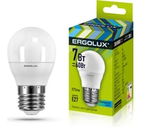 Светодиодная лампа Шар Ergolux LED-G45-7W-E27-4K 7Вт E27 4500K 172-265В 12145 15695203