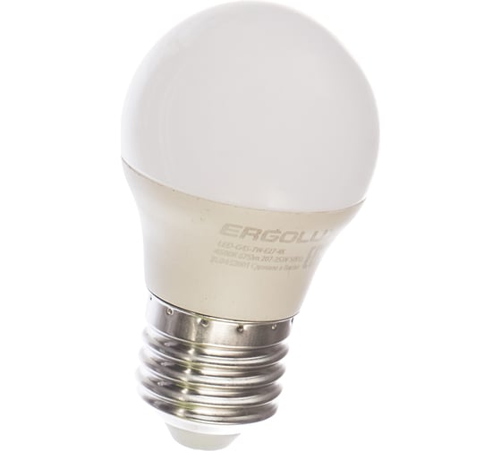 Светодиодная лампа Шар Ergolux LED-G45-7W-E27-4K 7Вт E27 4500K 172-265В 12145