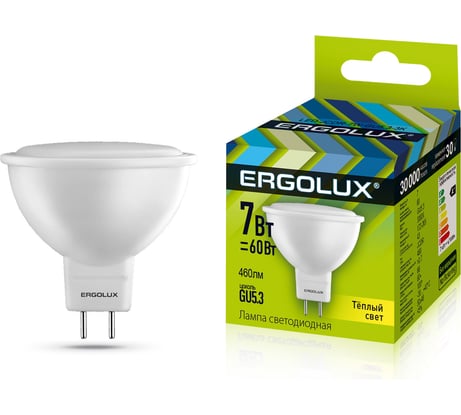 Светодиодная лампа Ergolux JCDR LED-JCDR-7W-GU5.3-3K 7Вт GU5.3 3000K 172-265В 12158