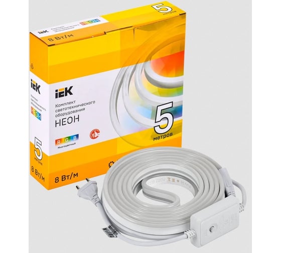 Комплект светодиодной подсветки "неон" IEK (лента led 5м lsr5-5050rgb60-8-ip65-220в + драйвер) LSR5-RGB-060-65-2-05-S0