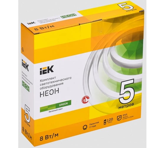 Комплект светодиодной подсветки "неон" IEK (лента led 5м lsr5-2835g120-8-ip65-220в + драйвер) LSR5-G-120-65-2-05-S0