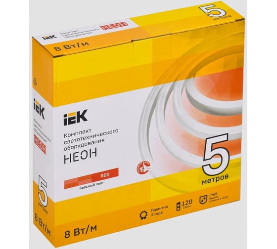 Комплект светодиодной подсветки "неон" IEK (лента led 5м lsr5-2835r120-8-ip65-220в + драйвер) LSR5-R-120-65-2-05-S0