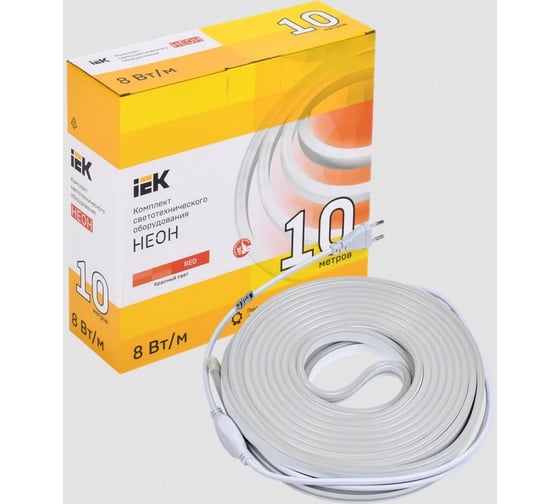 Комплект светодиодной подсветки "неон" IEK (лента led 10м lsr5-2835r120-8-ip65-220в + драйвер) LSR5-R-120-65-2-10-S0