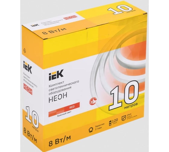 Комплект светодиодной подсветки "неон" IEK (лента led 10м lsr5-2835r120-8-ip65-220в + драйвер) LSR5-R-120-65-2-10-S0