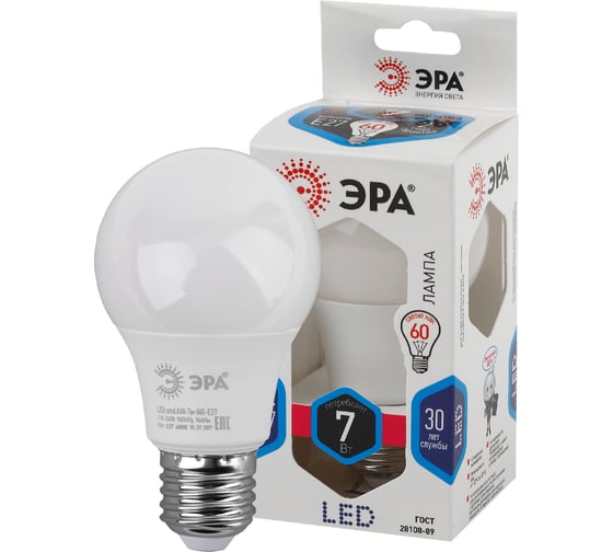 Светодиодная лампа ЭРА LED smd A60-7w-840-E27 Б0029820
