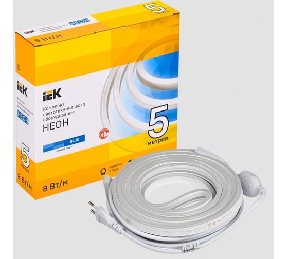 Комплект светодиодной подсветки "неон" IEK (лента led 5м lsr5-2835b120-8-ip65-220в + драйвер) LSR5-B-120-65-2-05-S0
