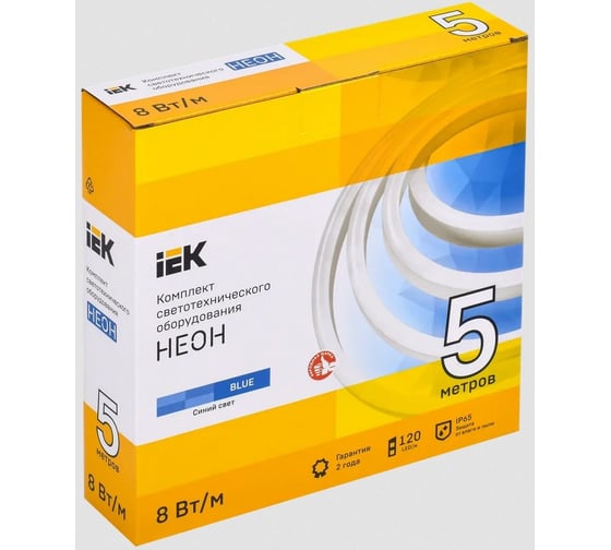 Комплект светодиодной подсветки "неон" IEK (лента led 5м lsr5-2835b120-8-ip65-220в + драйвер) LSR5-B-120-65-2-05-S0