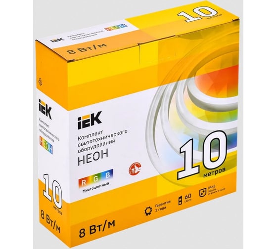 Комплект светодиодной подсветки "неон" IEK (лента led 10м lsr5-5050rgb60-8-ip65-220в + драйвер) LSR5-RGB-060-65-2-10-S0