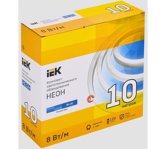 Комплект светодиодной подсветки "неон" IEK (лента led 10м lsr5-2835b120-8-ip65-220в + драйвер) LSR5-B-120-65-2-10-S0
