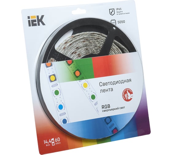 Лента IEK LED 5м блистер LSR-5050RGB60-14,4-IP65-12V LSR2-3-060-65-1-05