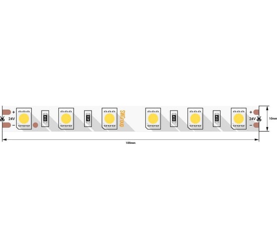 Светодиодная лента SWG 14,4 Вт/м SMD5050, 24В, IP20, Нейтральный, 3М 560-24-14.4-NW-M SWG560-24-14.4-NW-M