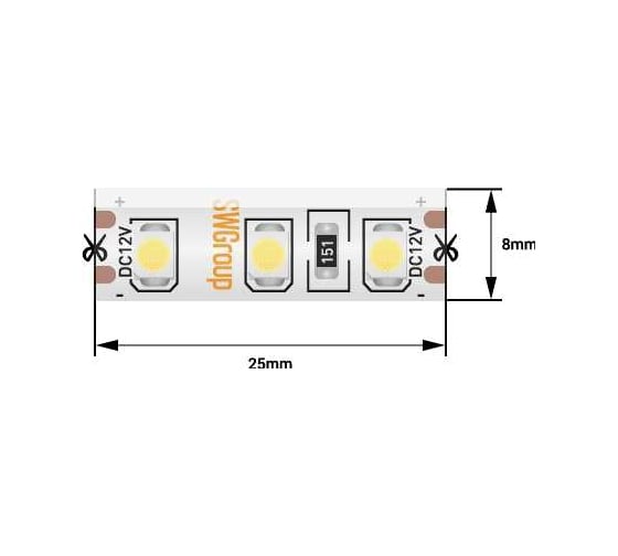 Светодиодная лента SWG 9,6 Вт/м SMD3528, 12В, IP65, Теплый, 3М 3120-12-9.6-WW-65-M SWG3120-12-9.6-WW-65-M