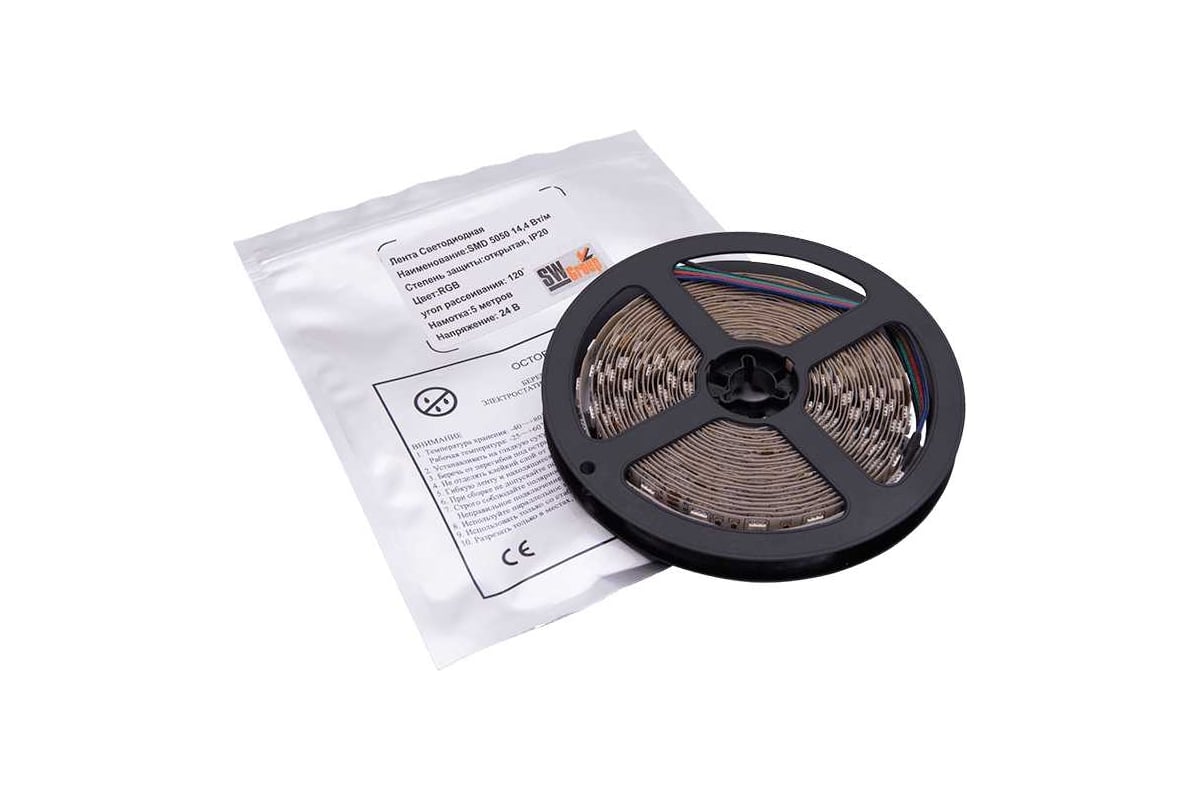 Светодиодная лента SWG 14,4 Вт/м SMD5050, 24В, IP20, RGB, 3М SWG560-24 ...