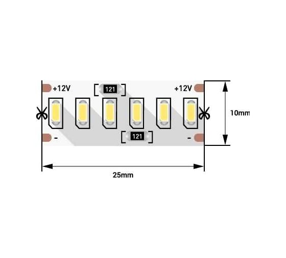 Светодиодная лента SWG 24 Вт/м SMD3014, 12В, IP20, Теплый, 3М SWG4240-12-24-WW-M