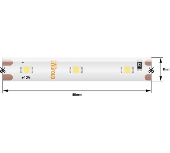 Светодиодная лента SWG 4,8 Вт/м SMD3528, 12В, IP20, Желтый, 3М SWG360-12-4.8-Y-M