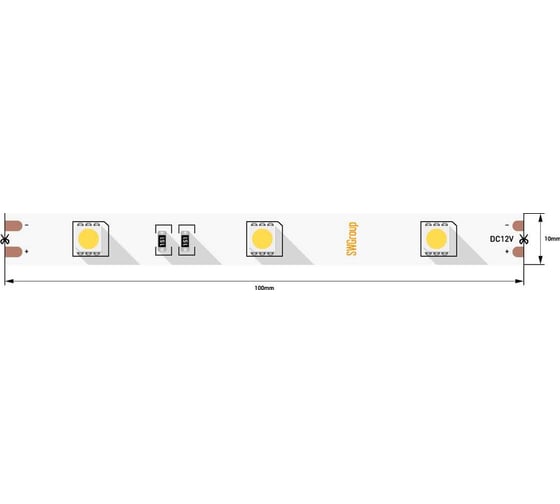 Светодиодная лента SWG 7,2 Вт/м SMD5050, 12В, IP20, Теплый, 3М SWG530-12-7.2-WW-M