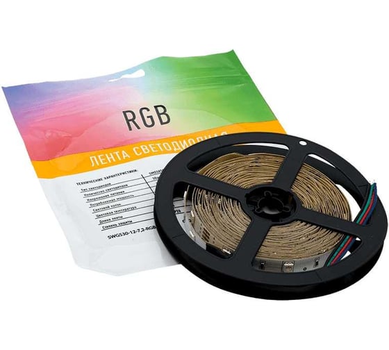 Светодиодная лента SWG 7,2 Вт/м SMD5050, 12В, IP20, RGB, 3М SWG530-12-7.2-RGB-M