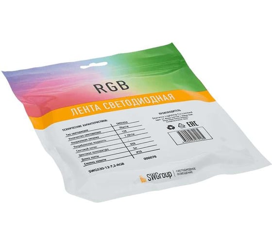 Светодиодная лента SWG 7,2 Вт/м SMD5050, 12В, IP20, RGB, 3М SWG530-12-7.2-RGB-M