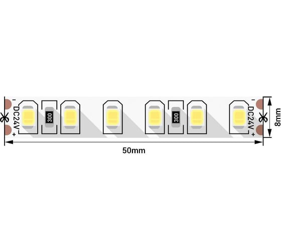Светодиодная лента SWG 9,6 Вт/м SMD2835, открытая, IP20, Холодный, 24В, 3М SWG2120-24-9.6-W-M