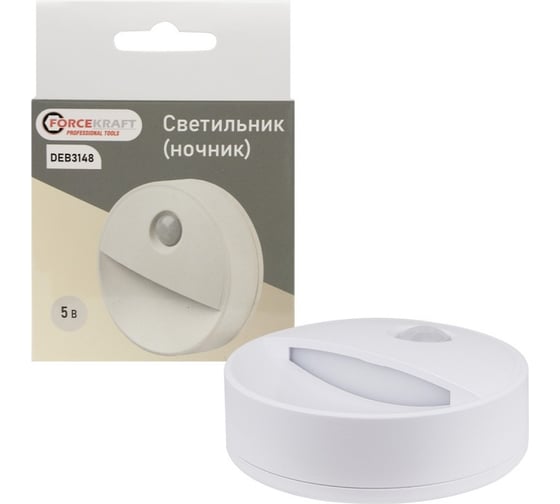 Светодиодный светильник Forcekraft "ночник" (5в, cdmх 2 шт, 6000к, ааах3 в к-т не входят,датчик движ.) FK-DEB3148(54723)