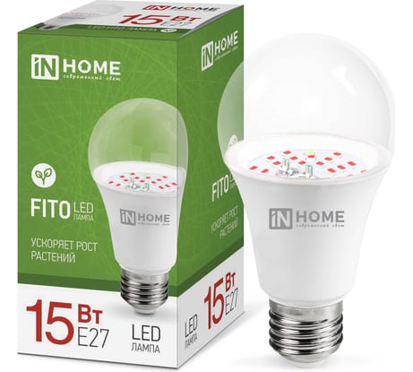 Светодиодная лампа IN HOME LED-A60-FITO 15Вт 230В Е27 4690612036502