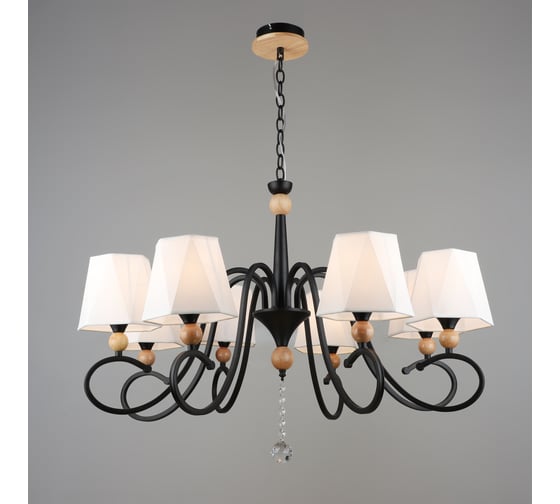 Подвесная люстра Мелодия Света PL6238-8 BK+Wood 000060429 1