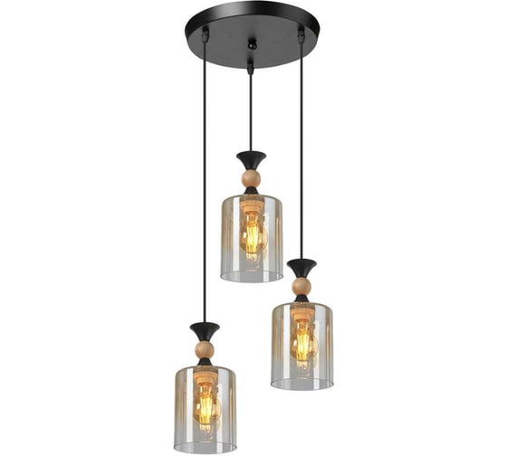 Подвесной светильник Мелодия Света PS8717-3 BK+Wood 000060440