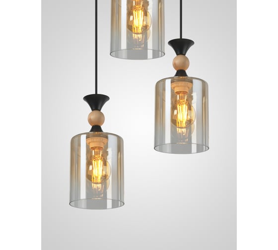 Подвесной светильник Мелодия Света PS8717-3 BK+Wood 000060440