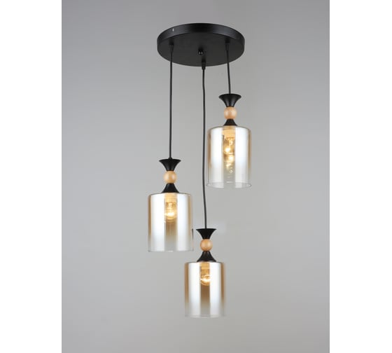 Подвесной светильник Мелодия Света PS8717-3 BK+Wood 000060440 1