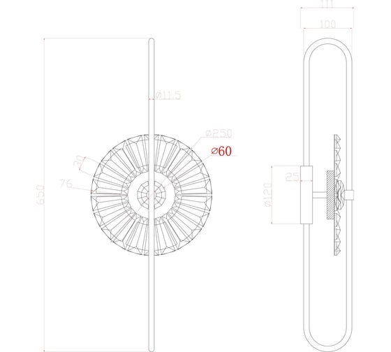 Настенный светильник ARTE LAMP almaaz A2563AP-1PB