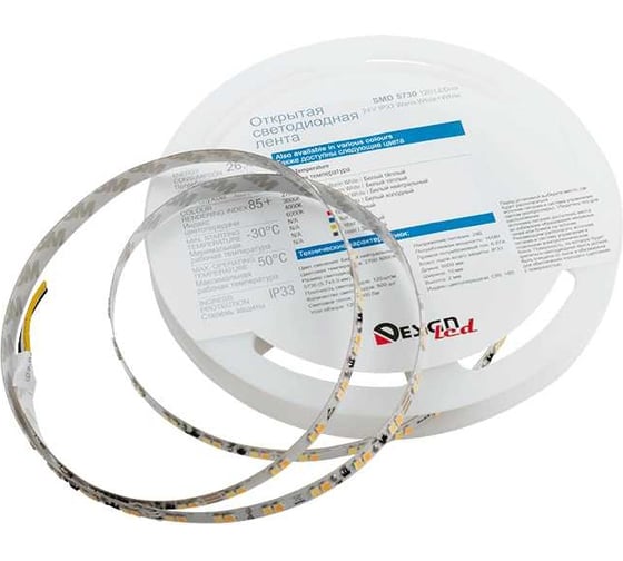 Светодиодная лента DesignLed DSG 5730 WW+W 120L-V24-IP33, 2700+6000 K, 600 LED, 26,8W/m, 5000*10*2 mm DSG7120-24-W+WW-33 1